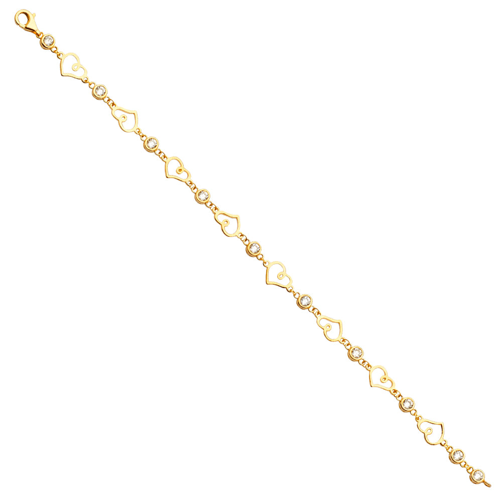 14K Yellow Gold Assorted Fancy Bracelet - AB666