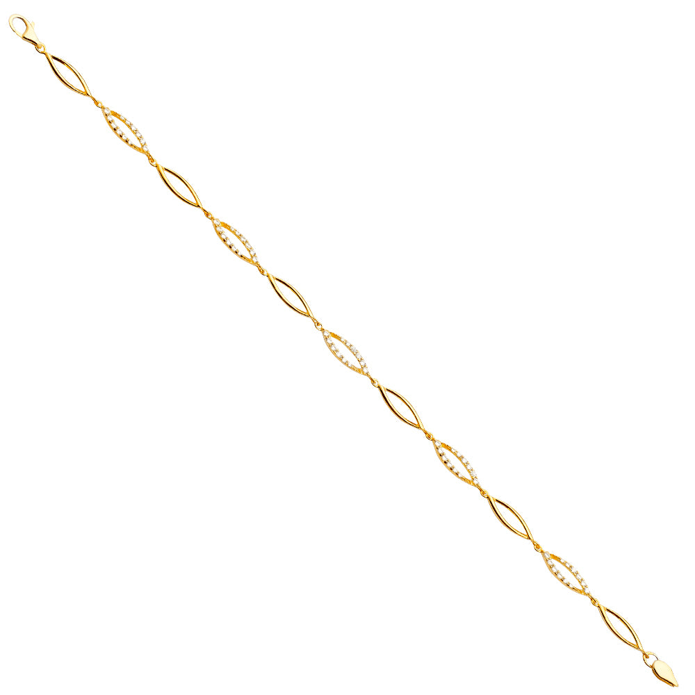 14K Yellow Gold Assorted Fancy Bracelet - AB669
