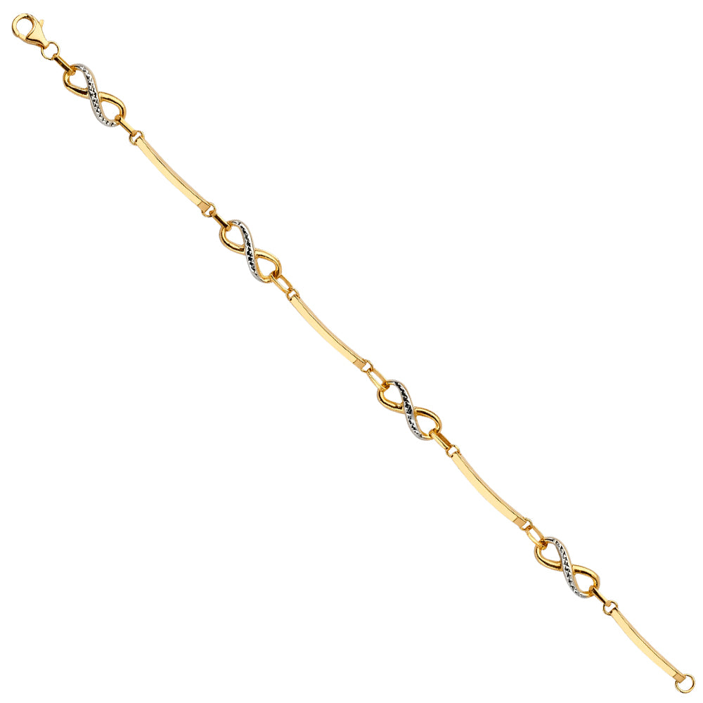 14K Yellow Gold Assorted Fancy Bracelet - AB684