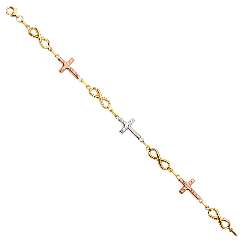 14K Yellow Gold Assorted Fancy Bracelet - AB685