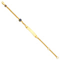 14K Yellow Gold Light Link ID & Evil Eye Bracelet - AB694