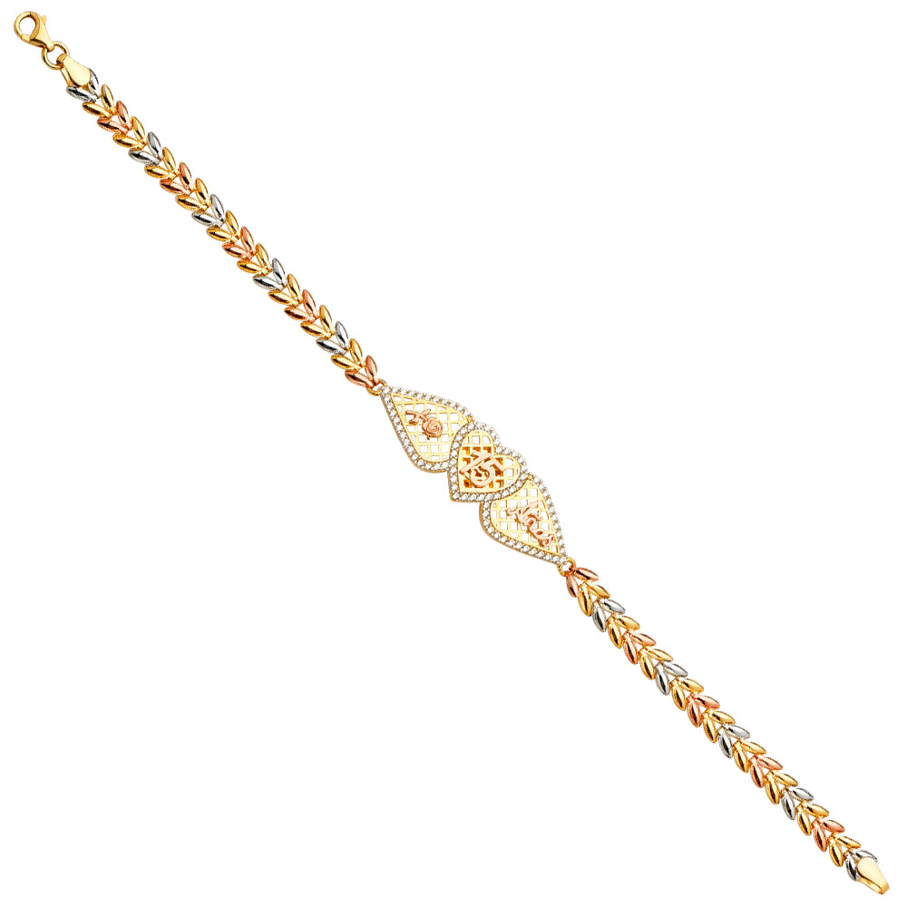 14K Yellow Gold 15 Años & Lucky Bracelet - AB709