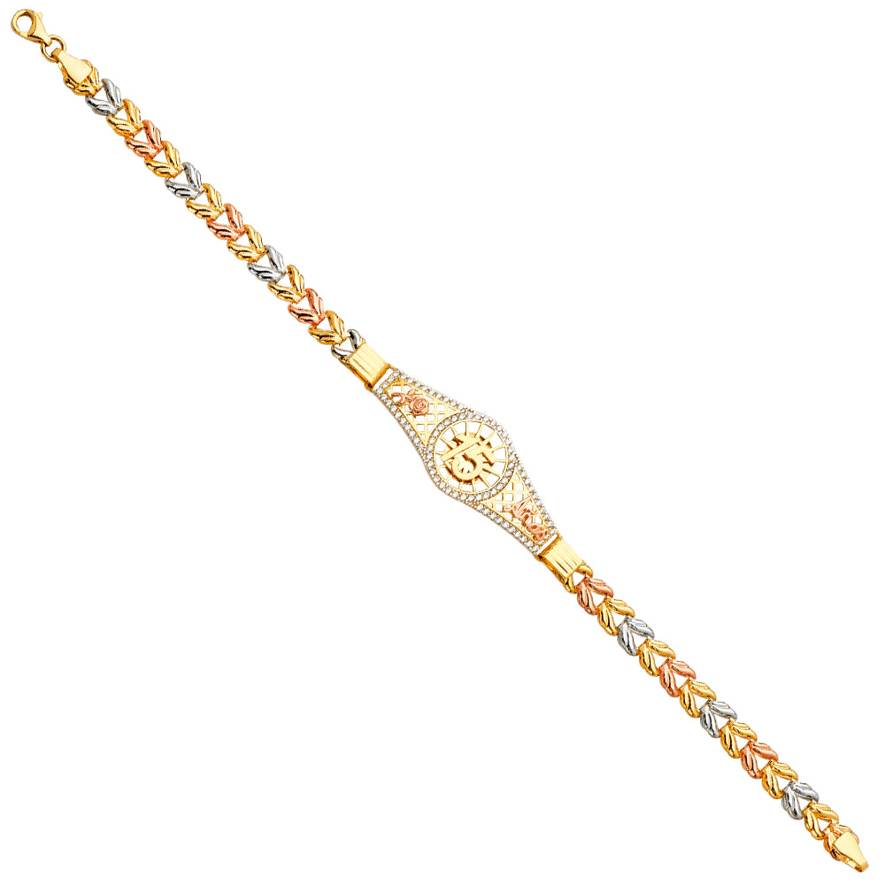 14K Yellow Gold 15 Años & Lucky Bracelet - AB710