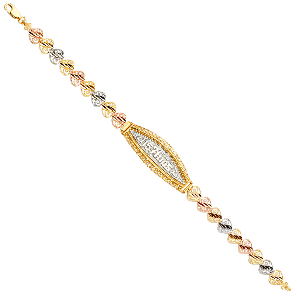14K Yellow Gold 15 Años & Lucky Bracelet - AB711