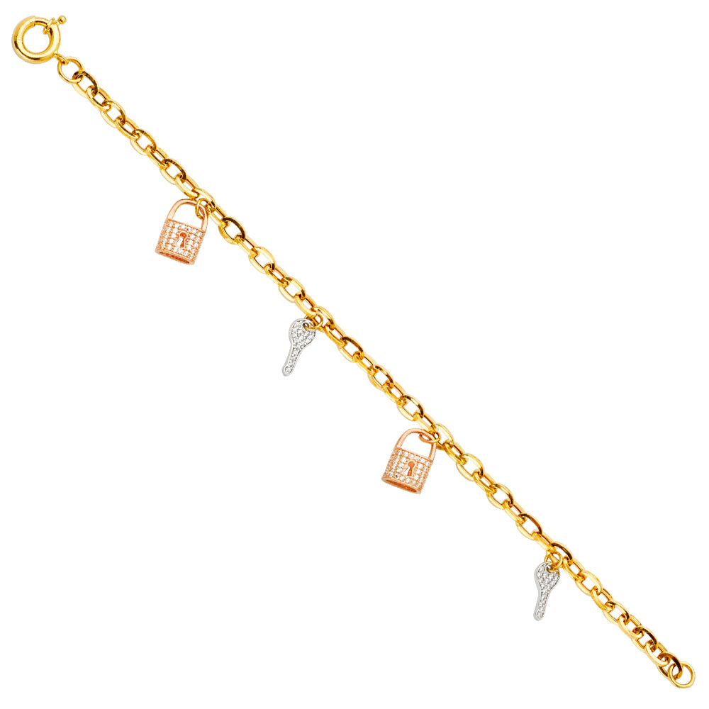 14K Yellow Gold Assorted Fancy Bracelet - AB715