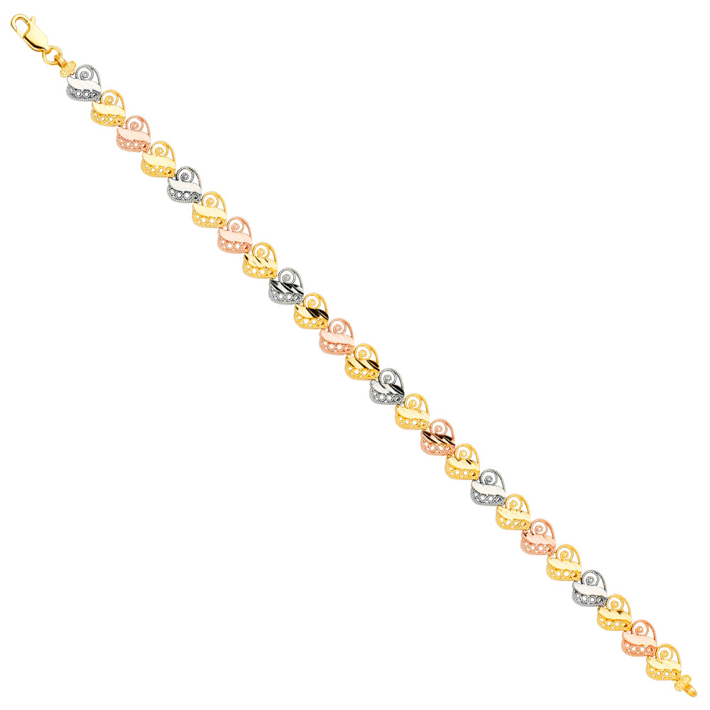 14K Yellow Gold Assorted Fancy Bracelet - AB725