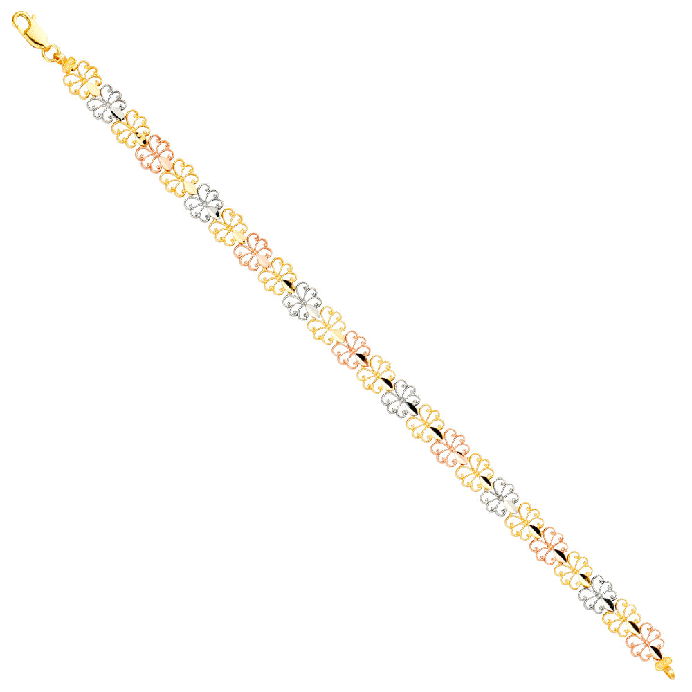14K Yellow Gold Assorted Fancy Bracelet - AB728