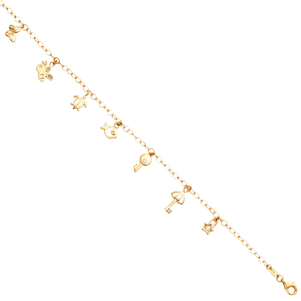 14K Yellow Gold Assorted Fancy Bracelet - AB770
