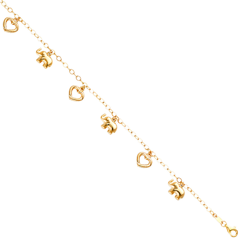 14K Yellow Gold Assorted Fancy Bracelet - AB773