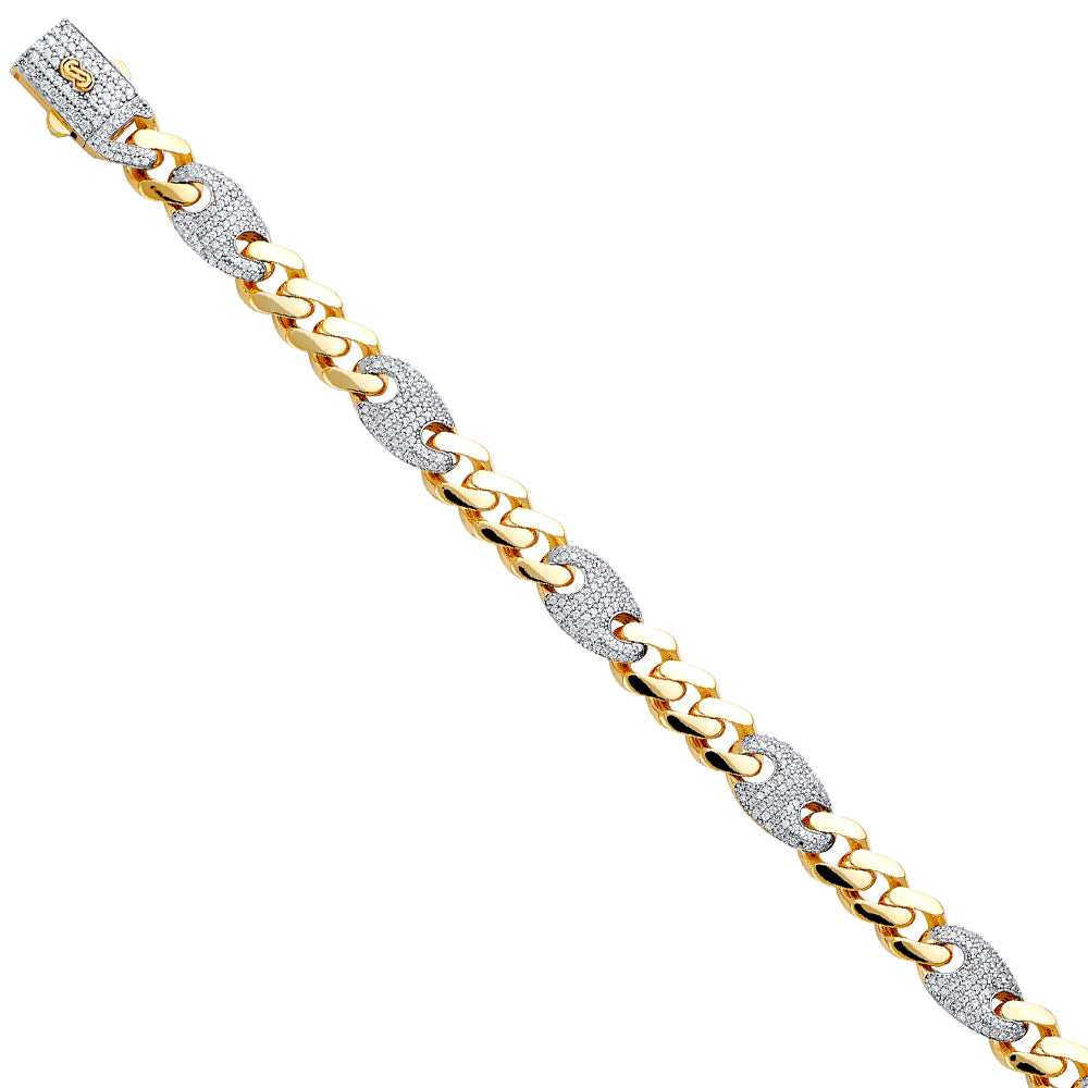 14K Yellow Gold Hollow Necklace & Bracelet - AB796