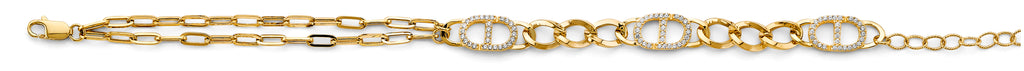 14K Yellow Gold Assorted Fancy Bracelet - AB825