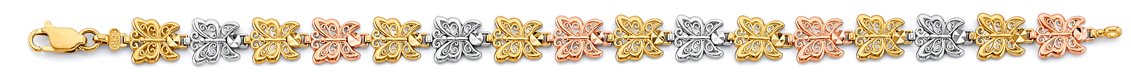 14K Yellow Gold Assorted Fancy Bracelet - AB833