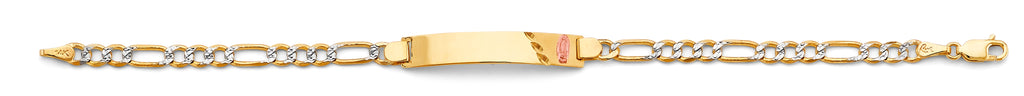 14K Yellow Gold Light Link ID & Evil Eye Bracelet - AB862