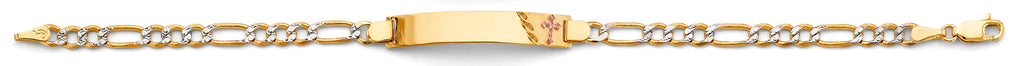 14K Yellow Gold Light Link ID & Evil Eye Bracelet - AB863