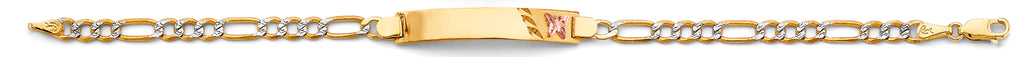 14K Yellow Gold Light Link ID & Evil Eye Bracelet - AB864