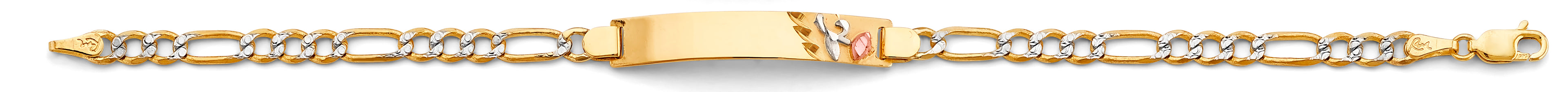 14K Yellow Gold Light Link ID & Evil Eye Bracelet - AB865