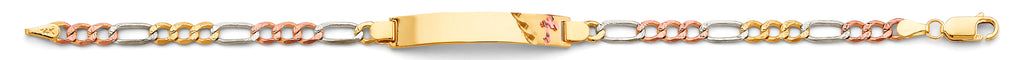 14K Yellow Gold Light Link ID & Evil Eye Bracelet - AB868