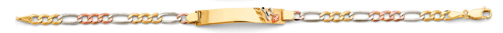 14K Yellow Gold Light Link ID & Evil Eye Bracelet - AB870