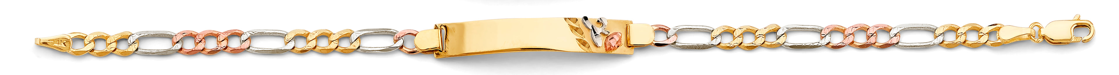 14K Yellow Gold Light Link ID & Evil Eye Bracelet - AB870