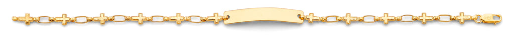 14K Yellow Gold Light Link ID & Evil Eye Bracelet - AB874