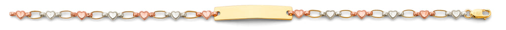 14K Yellow Gold Light Link ID & Evil Eye Bracelet - AB875