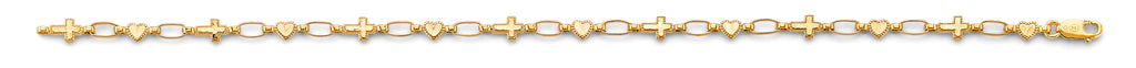 14K Yellow Gold Light Link ID & Evil Eye Bracelet - AB877