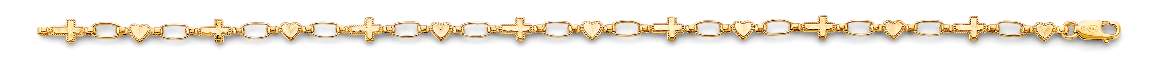14K Yellow Gold Light Link ID & Evil Eye Bracelet - AB877