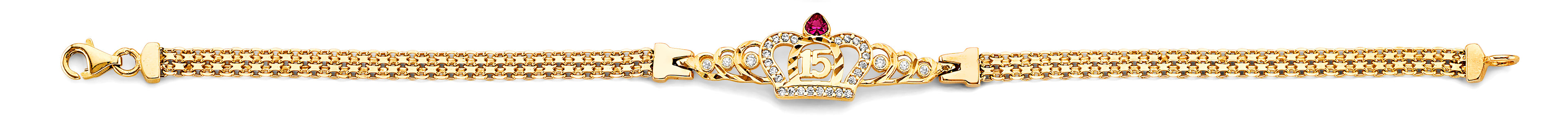 14K Yellow Gold 15 Años & Lucky Bracelet - AB1016