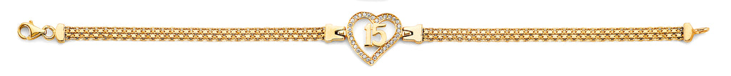 14K Yellow Gold 15 Años & Lucky Bracelet - AB1017