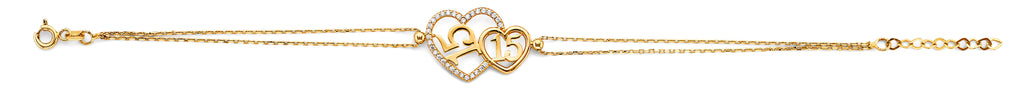 14K Yellow Gold 15 Años & Lucky Bracelet - AB1018