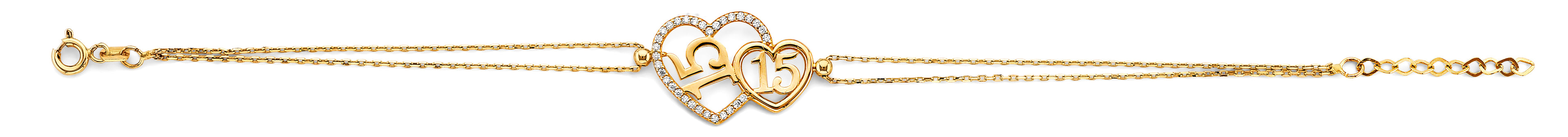 14K Yellow Gold 15 Años & Lucky Bracelet - AB1018