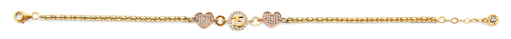 14K Yellow Gold 15 Años & Lucky Bracelet - AB1019