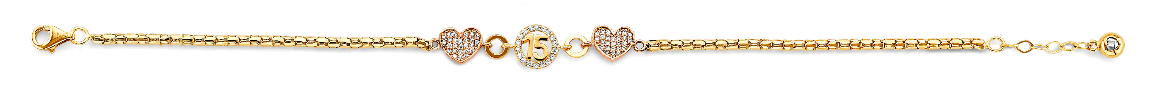 14K Yellow Gold 15 Años & Lucky Bracelet - AB1019