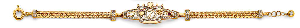 14K Yellow Gold 15 Años & Lucky Bracelet - AB1023