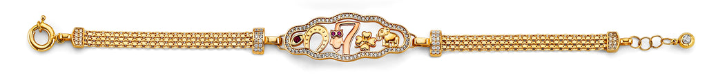 14K Yellow Gold 15 Años & Lucky Bracelet - AB1024