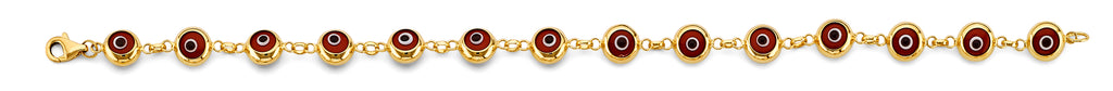 14K Yellow Gold Light Link ID & Evil Eye Bracelet - AB1048