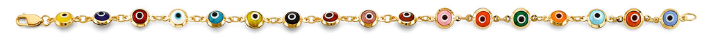 14K Yellow Gold Light Link ID & Evil Eye Bracelet - AB1049