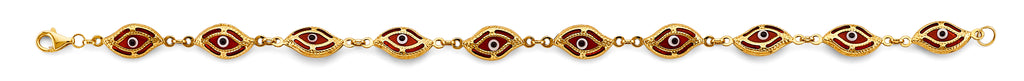 14K Yellow Gold Light Link ID & Evil Eye Bracelet - AB1051
