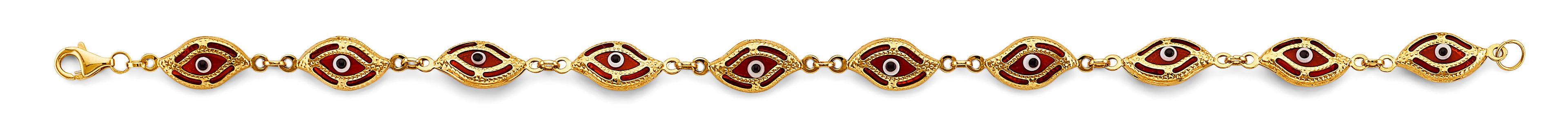 14K Yellow Gold Light Link ID & Evil Eye Bracelet - AB1051