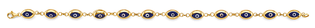 14K Yellow Gold Light Link ID & Evil Eye Bracelet - AB1053
