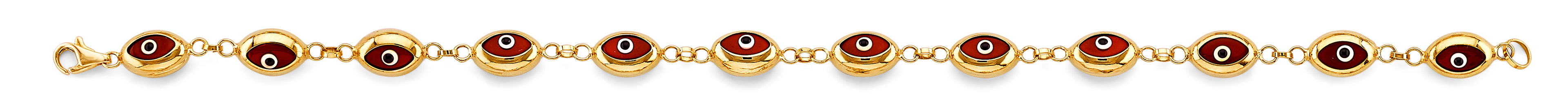 14K Yellow Gold Light Link ID & Evil Eye Bracelet - AB1054