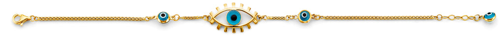 14K Yellow Gold Light Link ID & Evil Eye Bracelet - AB1058