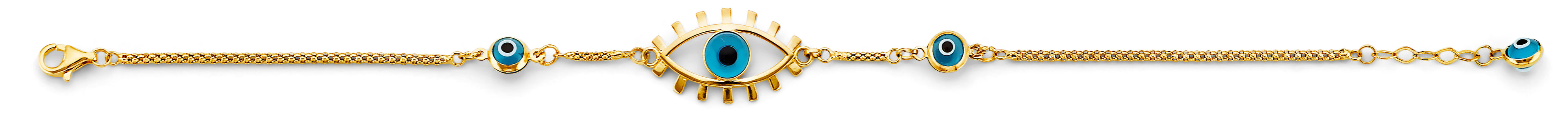 14K Yellow Gold Light Link ID & Evil Eye Bracelet - AB1058