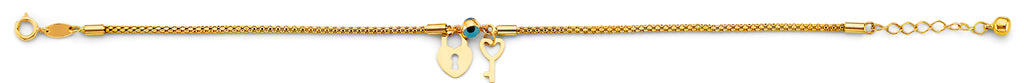 14K Yellow Gold Light Link ID & Evil Eye Bracelet - AB1059