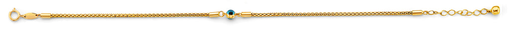 14K Yellow Gold Light Link ID & Evil Eye Bracelet - AB1060