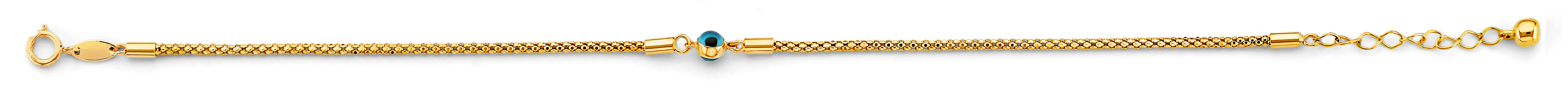 14K Yellow Gold Light Link ID & Evil Eye Bracelet - AB1060