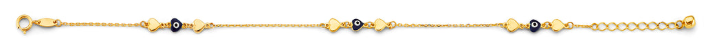 14K Yellow Gold Light Link ID & Evil Eye Bracelet - AB1061