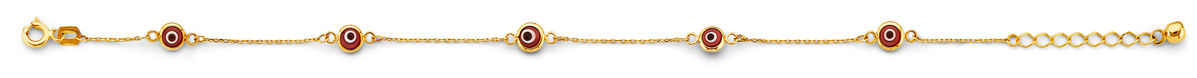 14K Yellow Gold Light Link ID & Evil Eye Bracelet - AB1062
