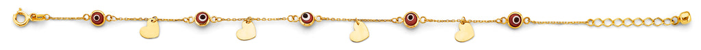 14K Yellow Gold Light Link ID & Evil Eye Bracelet - AB1063