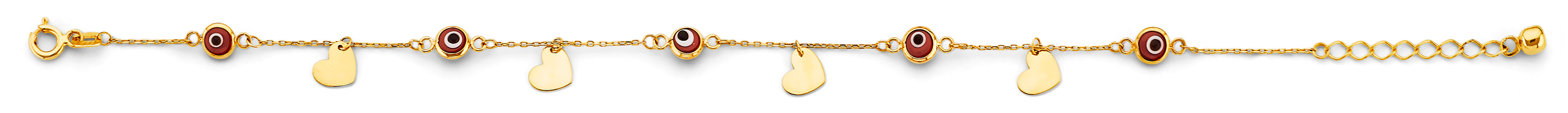 14K Yellow Gold Light Link ID & Evil Eye Bracelet - AB1063